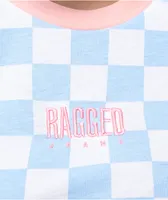 Ragged Priest Blue & White Checkerboard Ringer Crop T-Shirt