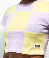 Ragged Priest Checkered Purple & Yellow Crop T-Shirt