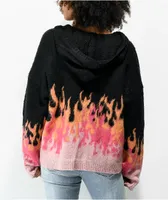 Ragged Priest Enlightened Black & Pink Hooded Zip Sweater