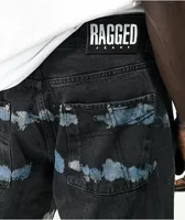 Ragged Priest Pixel Black Blue Dye Loose Fit Jeans