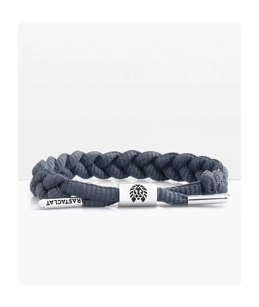 Rastaclat Onyx Silver Charcoal Braided Bracelet