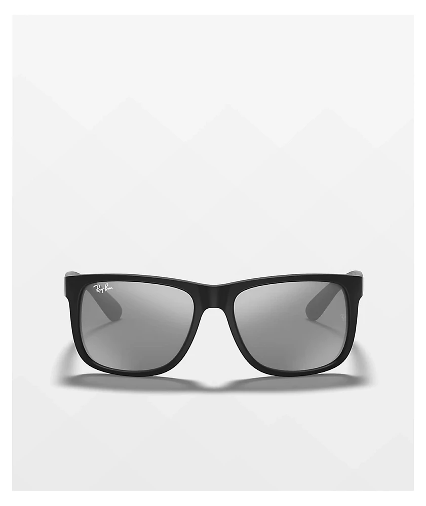 Ray-Ban Justin Rubber Black & Grey Mirror Silver Sunglasses