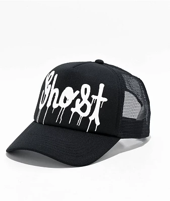 Real Buy Ghost Cursive Black Trucker Hat