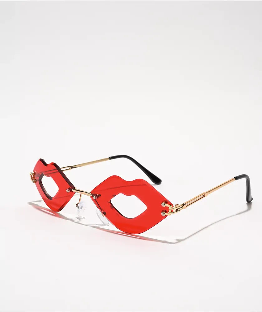 Red Lip Cut Out Sunglasses