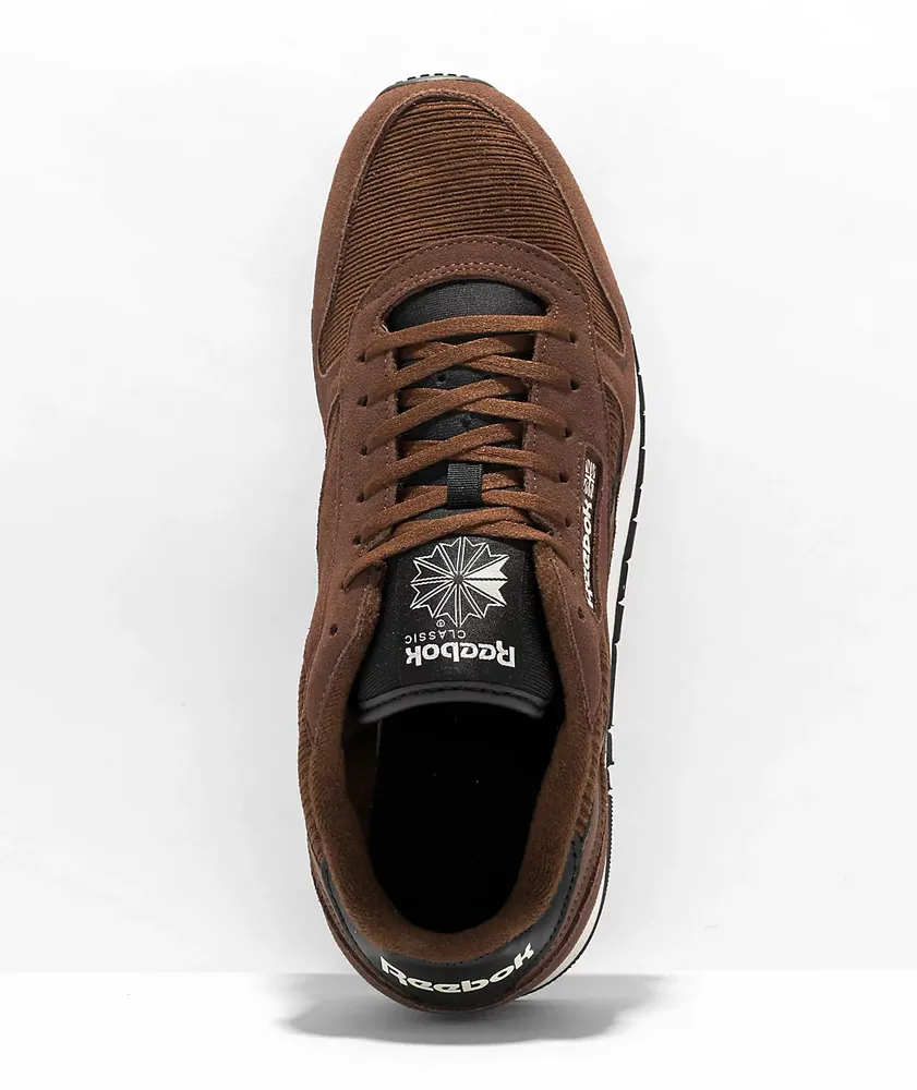 Reebok CL Premium Brown & Black Corduroy Skate Shoes