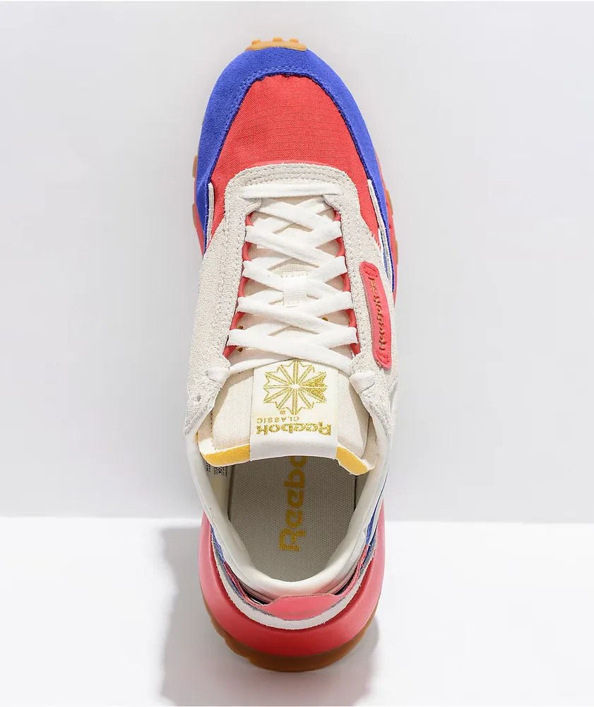 Reebok Classic Leather Legacy White, Blue & Red Shoes