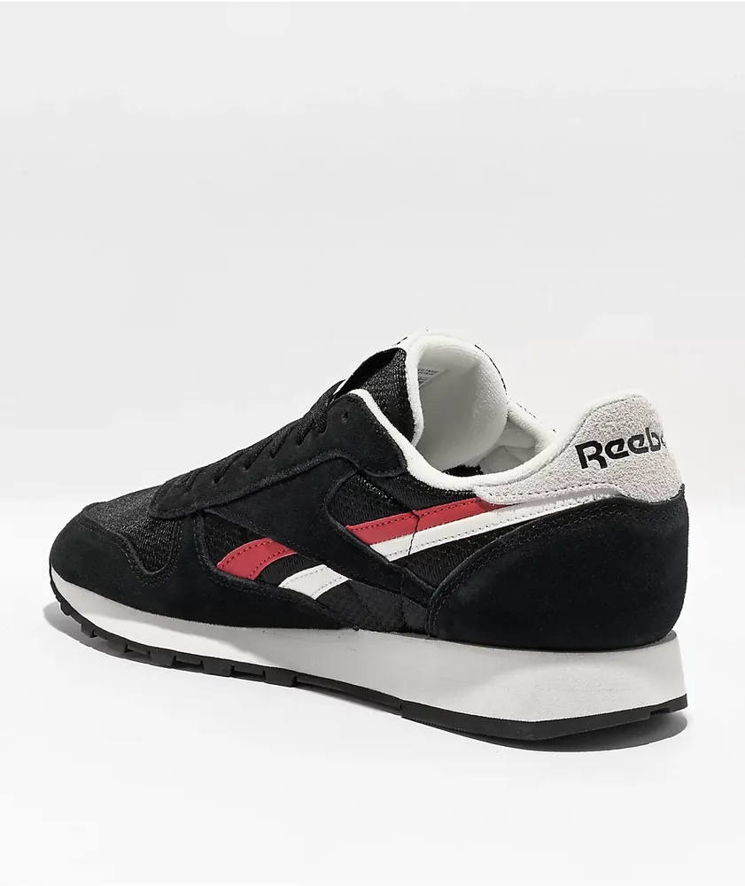 Reebok Classic Leather Varsity Black & Red Shoes