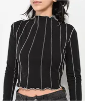 Reebok Classics Exposed Seam Black & White Crop Long Sleeve Shirt