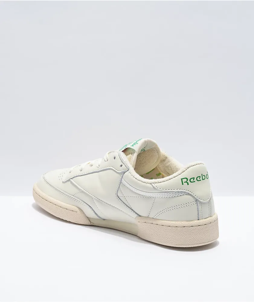 Reebok Club C 85 Chalk, Green & White Shoes