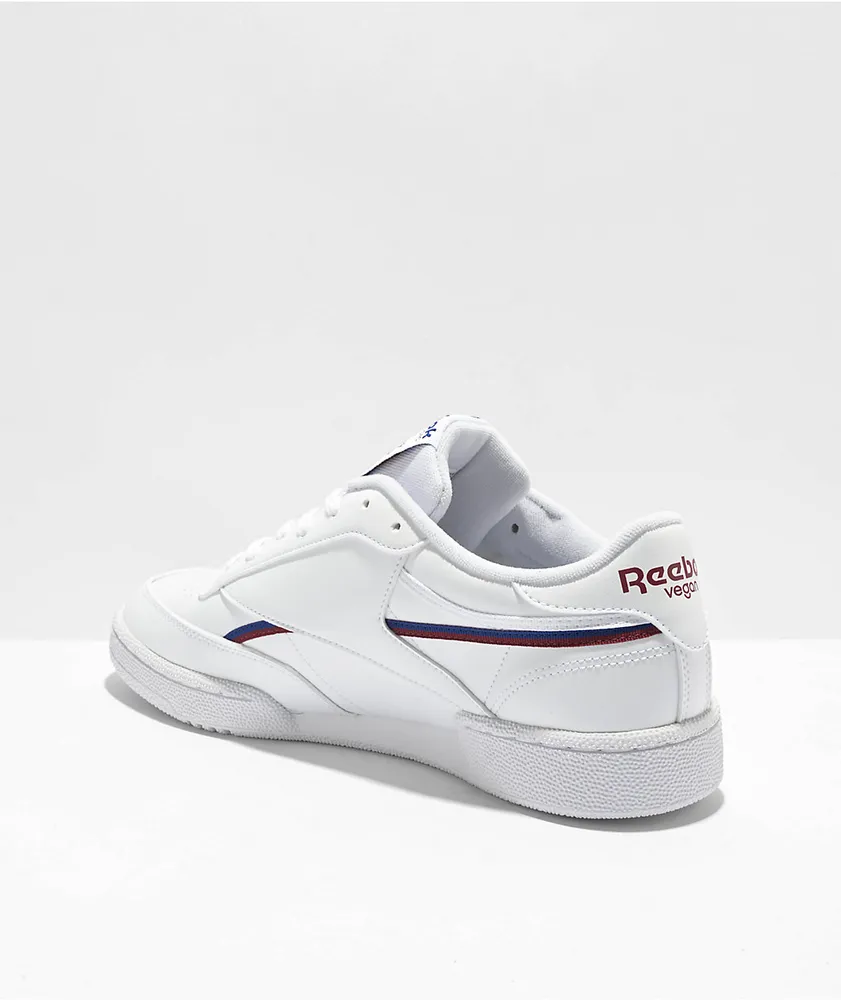Reebok Club C 85 Vegan White, Blue & Burgundy Shoes | Mall of America®