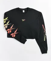 Reebok Festival Black Long Sleeve Crop T-Shirt