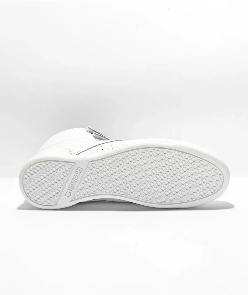 Reebok Freestyle Hi White & Silver Shoes
