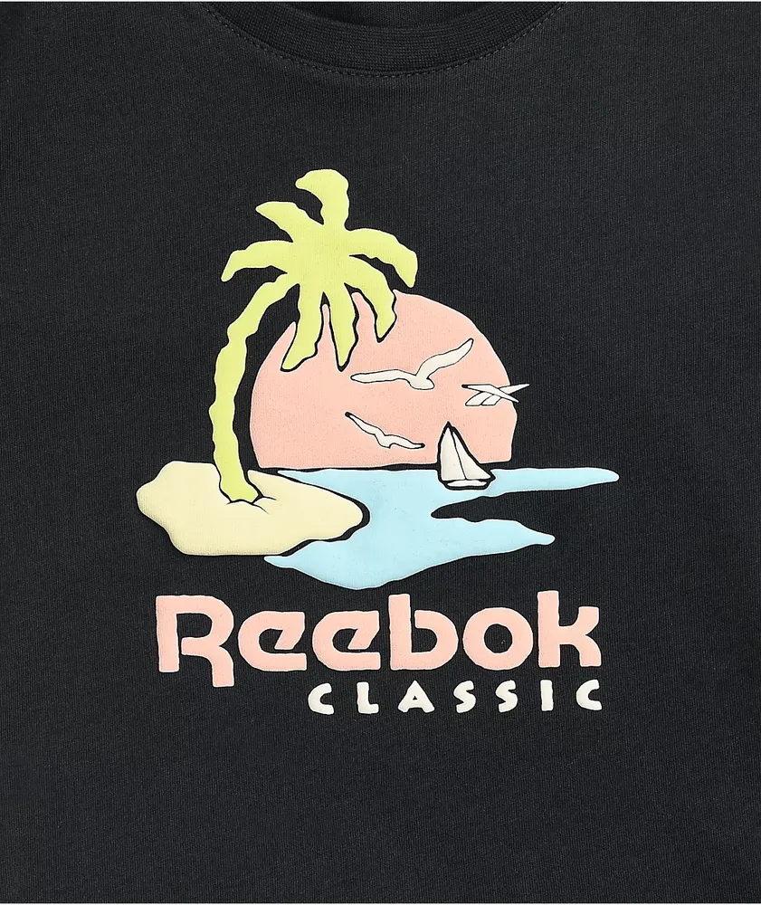 Reebok Palm Tree Black Crop T-Shirt