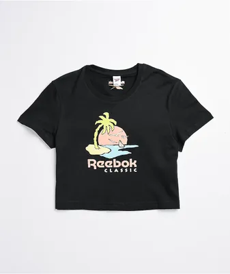 Reebok Palm Tree Black Crop T-Shirt