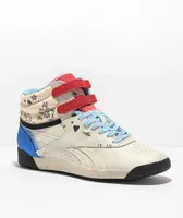 Reebok x DC Comics Freestyle Hi Harley Quinn White Shoes