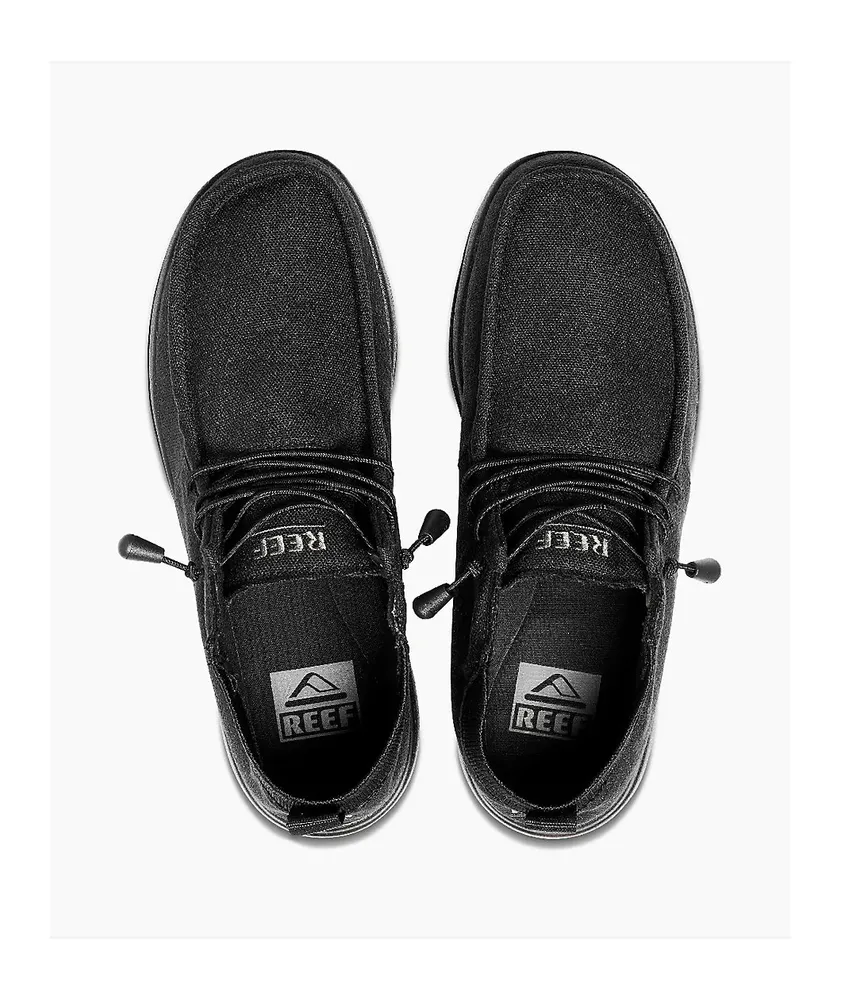 Reef Cushion Coast Mid Black Canvas Slip-On Shoes