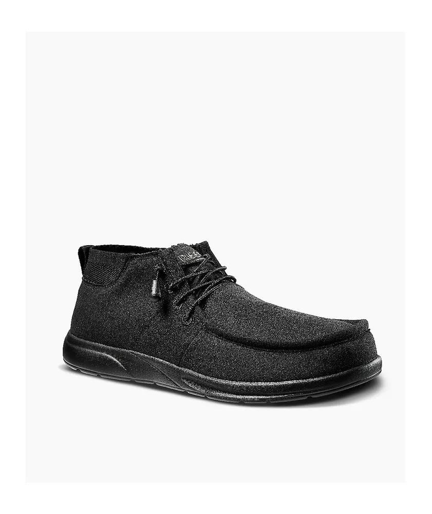 Reef Cushion Coast Mid Black Canvas Slip-On Shoes