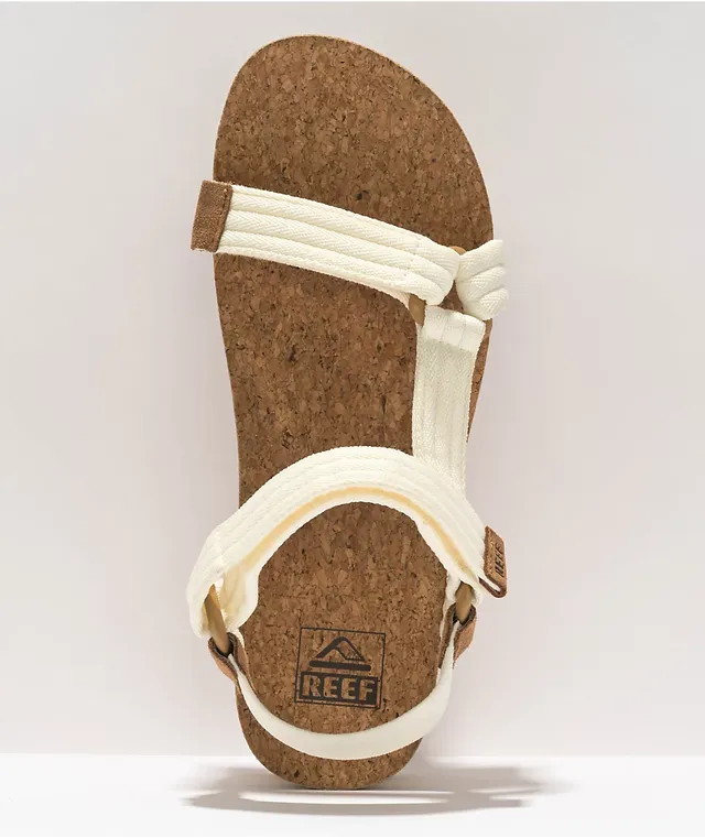 Reef Cushion Rem Hi Whisper White & Tan Strap Sandals