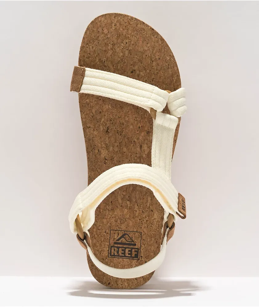 Reef Cushion Rem Hi Whisper White & Tan Strap Sandals