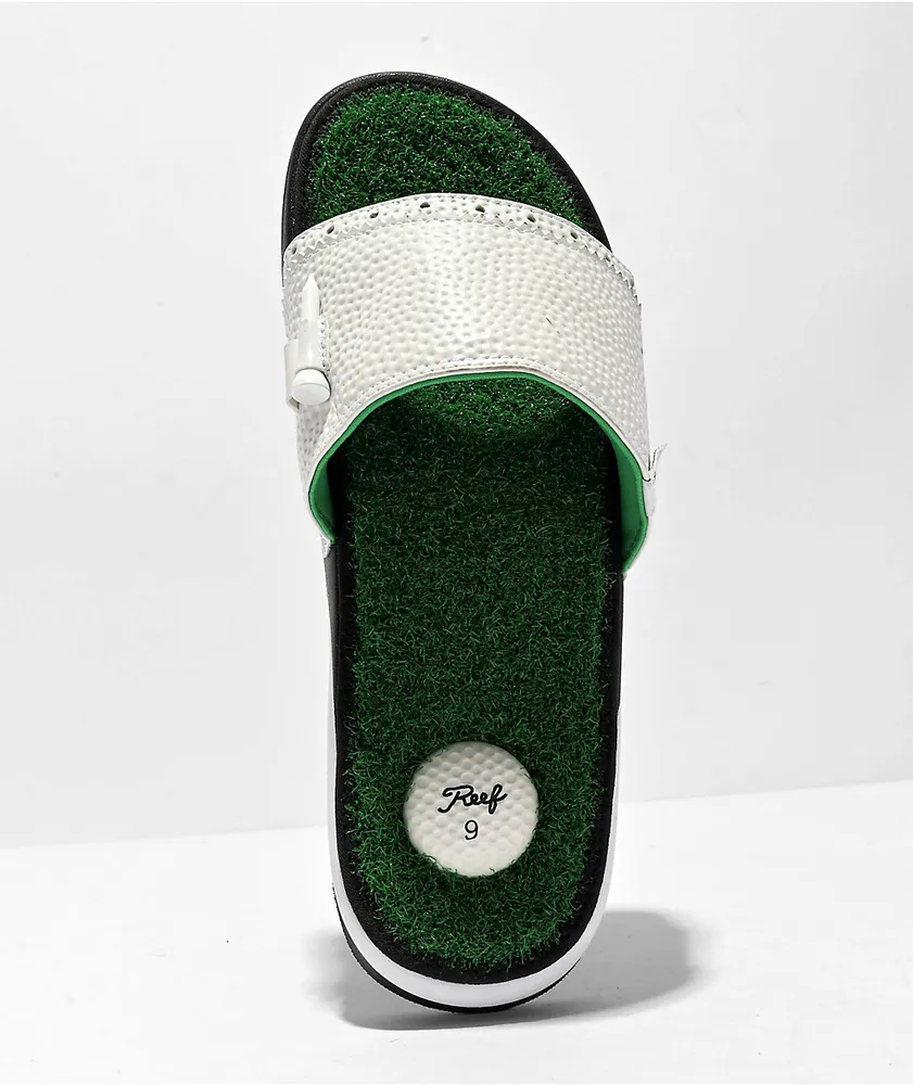 Reef Mulligan White & Green Slide Sandals