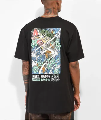 Reel Happy Co. Lucky Bass Black T-Shirt