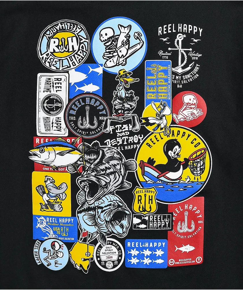 Reel Happy Co. Slappies Black T-Shirt