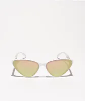 Reflective White Cat Eye Sunglasses