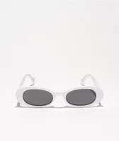 Reflective White Oval Sunglasses