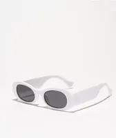 Reflective White Oval Sunglasses