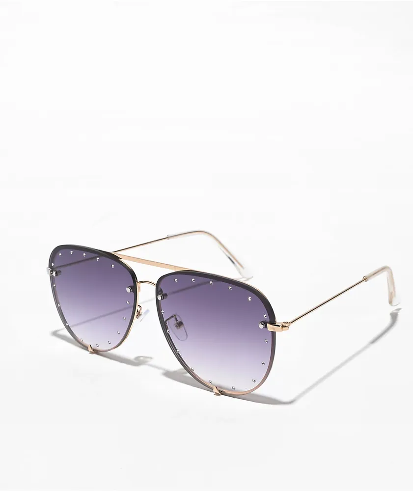 Rhino Gold Frameless Pilot Sunglasses