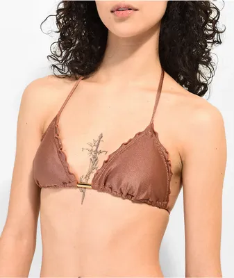 Rio De Sol Frufru Copper Triangle Bikini Top