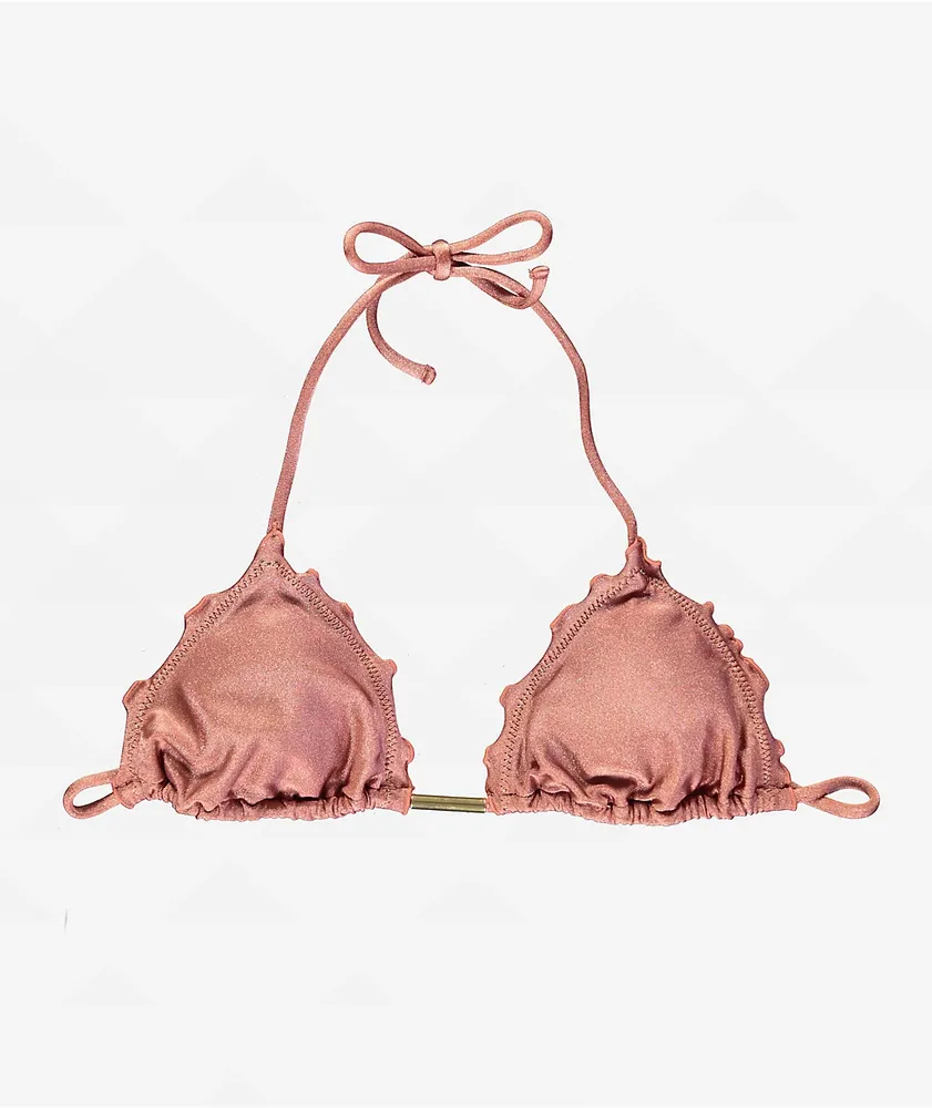 Rio De Sol Frufru Copper Triangle Bikini Top