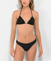 Rio De Sol Frufru Shimmer Black Triangle Bikini Top 