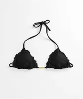 Rio De Sol Frufru Shimmer Black Triangle Bikini Top 