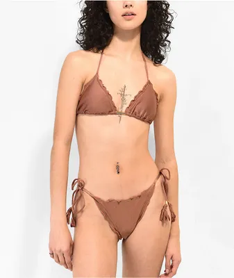 Rio De Sol Frufru Shimmer Copper Bikini Bottom