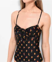 Rio De Sol Julia Strawberry Cashew Black One Piece Swimsuit