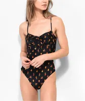 Rio De Sol Julia Strawberry Cashew Black One Piece Swimsuit