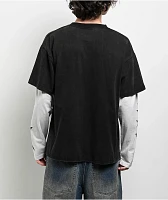 Rodman Apparel Stone Black Wash & White 2fer Long Sleeve T-Shirt