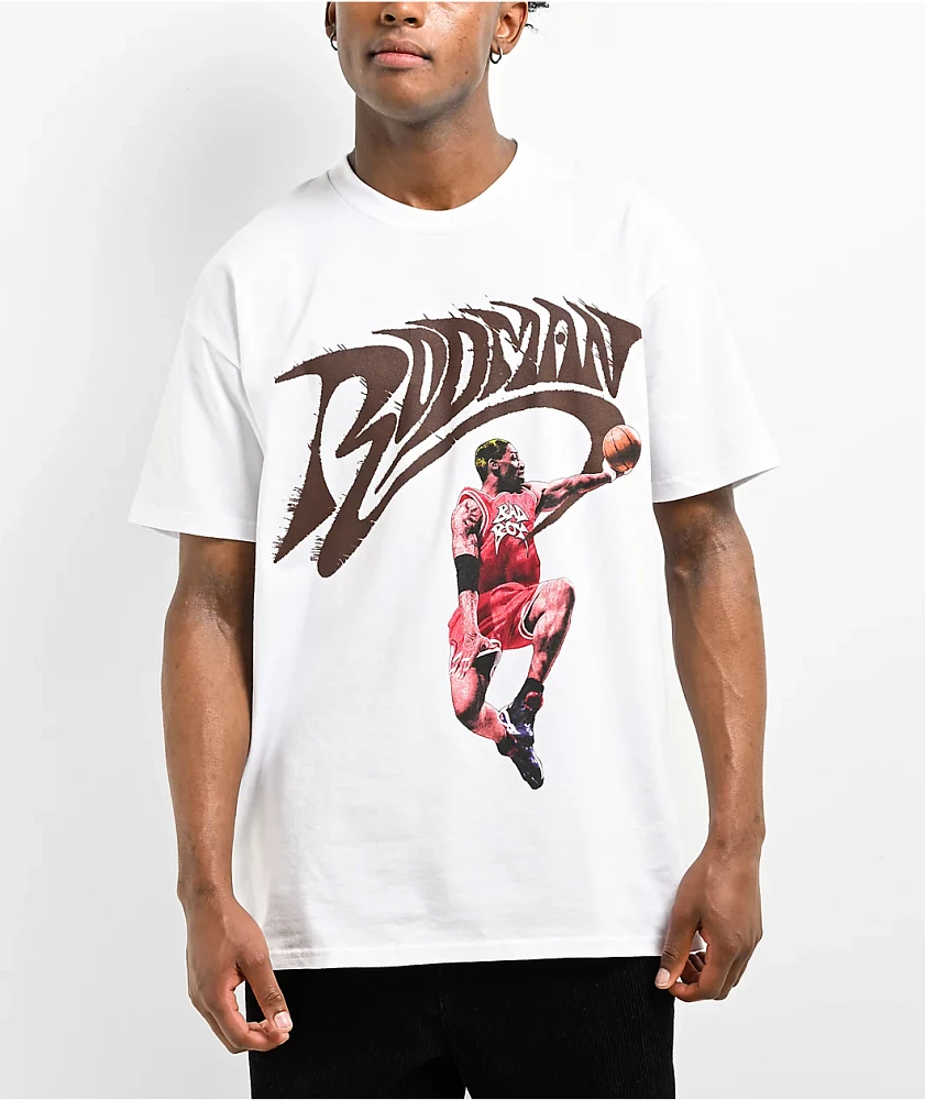 Rodman Apparel Wave Logo Layup White T-Shirt