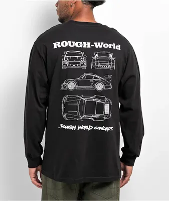 Rough World Blueprint Black Long Sleeve T-Shirt