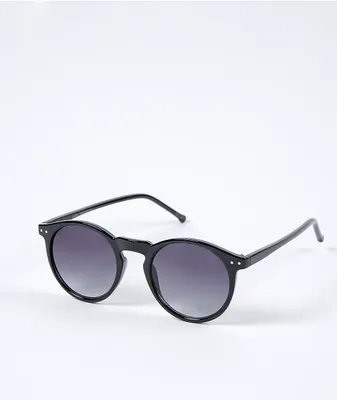 Round Black & Gradient Smoke Sunglasses