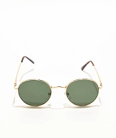 Round Gold & Green Sunglasses