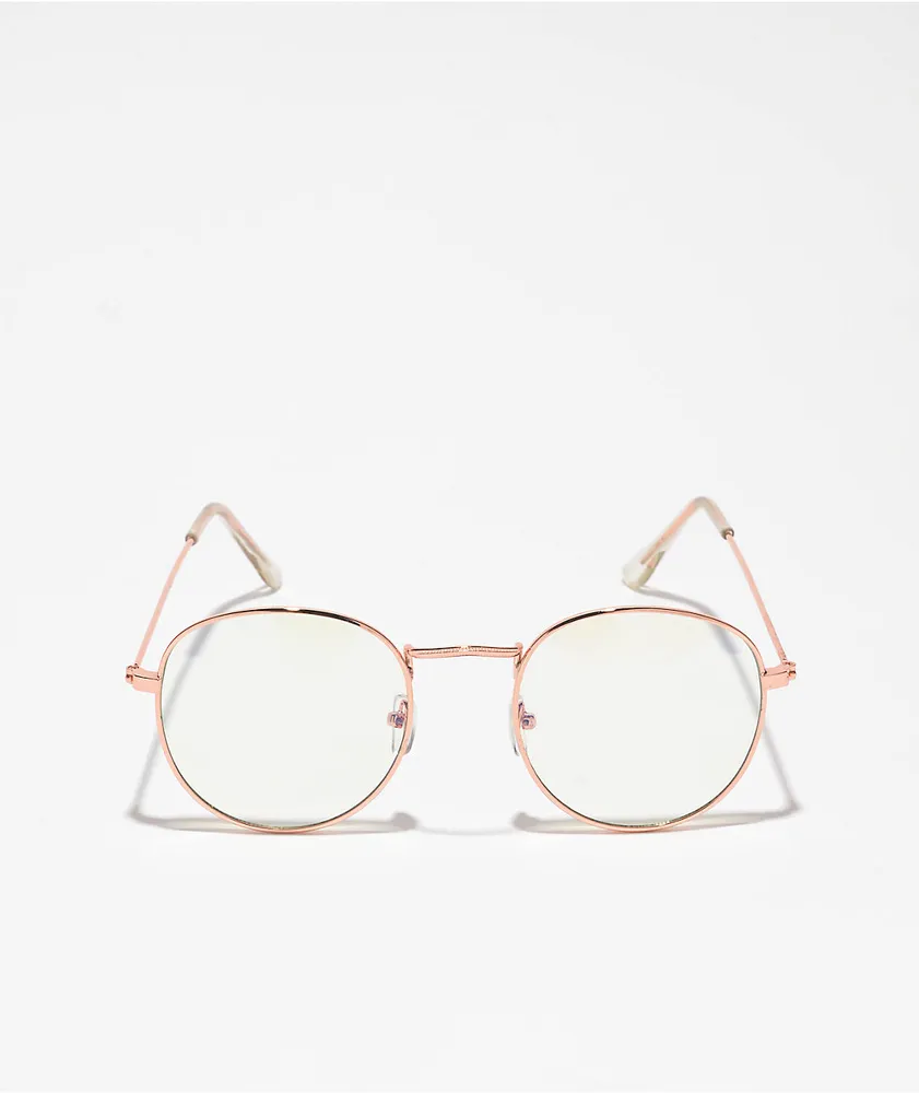 Round Rose Gold Blue Light Glasses