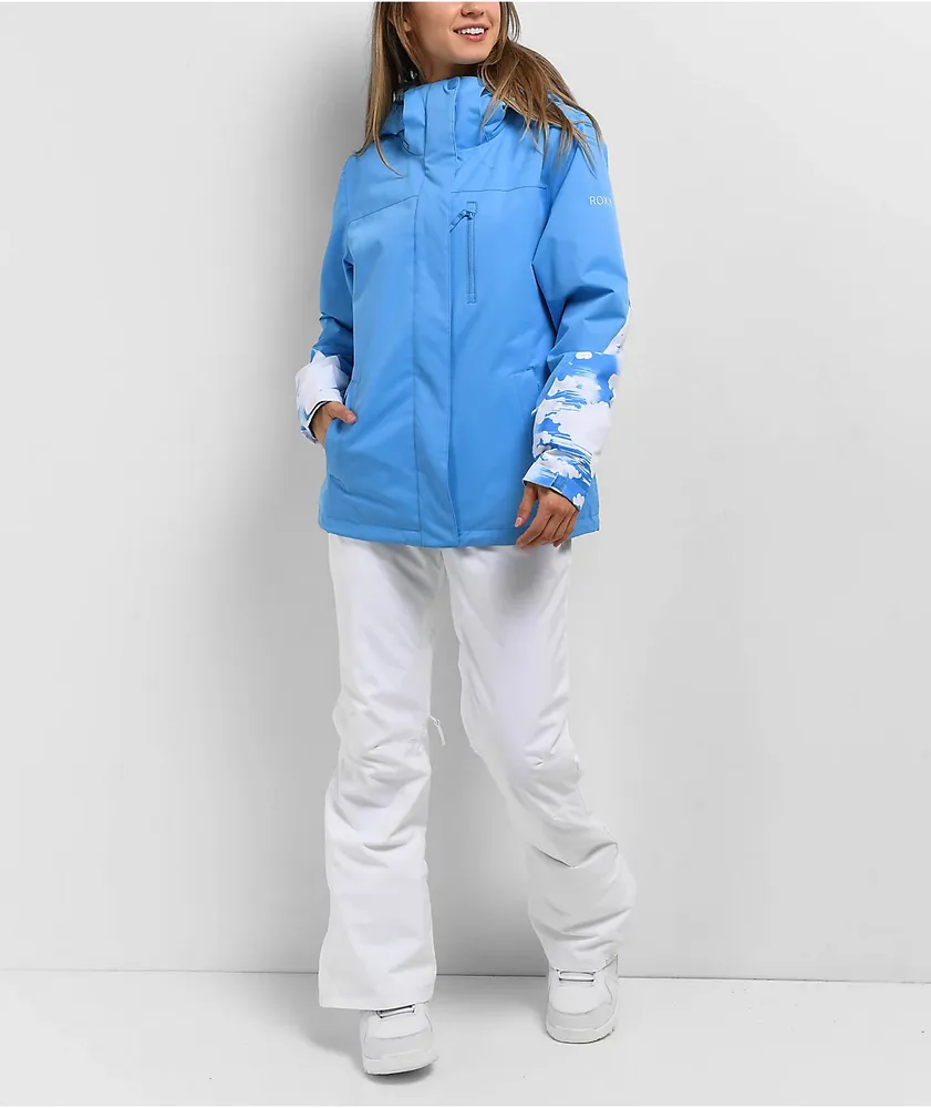 Roxy Jetty Block Azure Blue Clouds 10K Snowboard Jacket