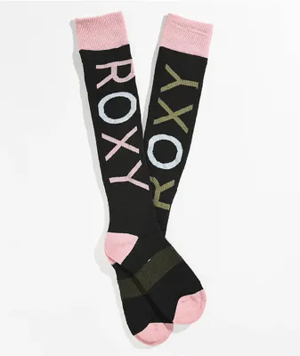Roxy Misty Black & Pink Snow Socks