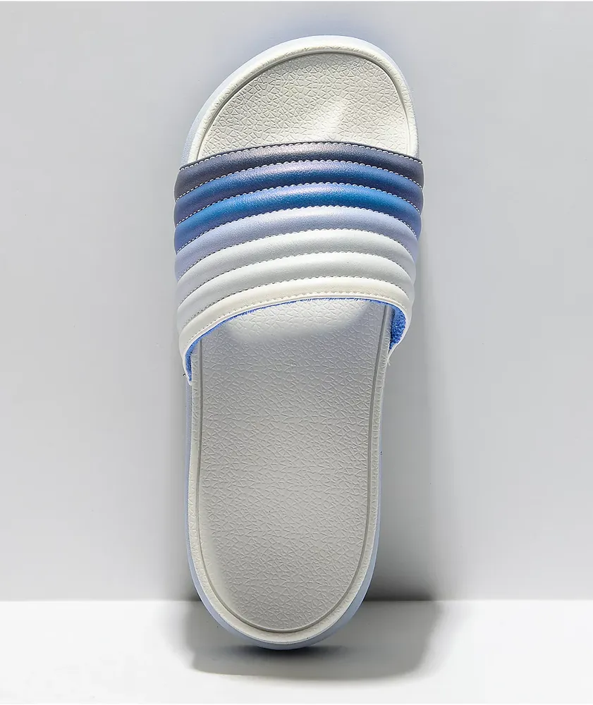 Roxy Slippy Jess Blue & White Slide Sandals