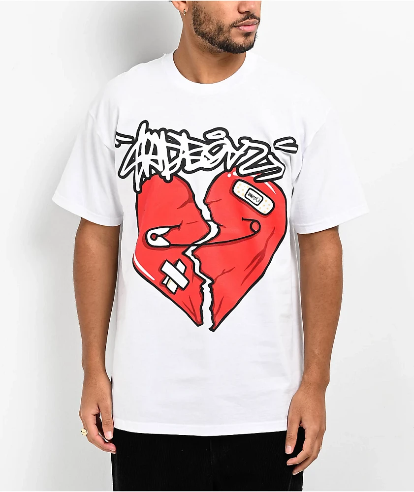 SAD BOYZ  by Junior H Broken Heart White T-Shirt