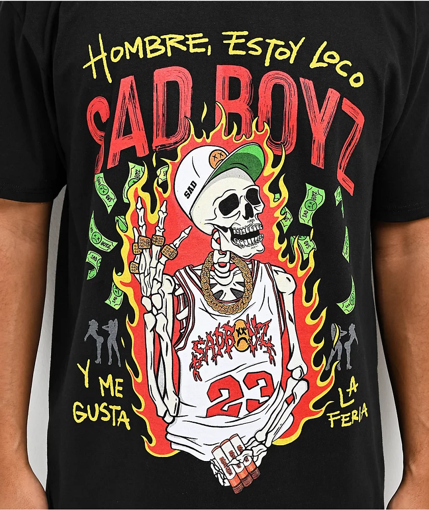 SAD BOYZ  by Junior H Loco Black T-Shirt