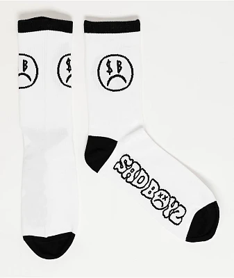 SAD BOYZ By Junior H Logo White Crew Socks