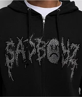 SAD BOYZ By Junior H Rhinestone Logo Black Zip Hoodie